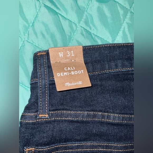 Madewell Jeans Denim Cali Demi Boot Cut Lucille Wash Dark Blue Solid Navy Cotton - Picture 6 of 14